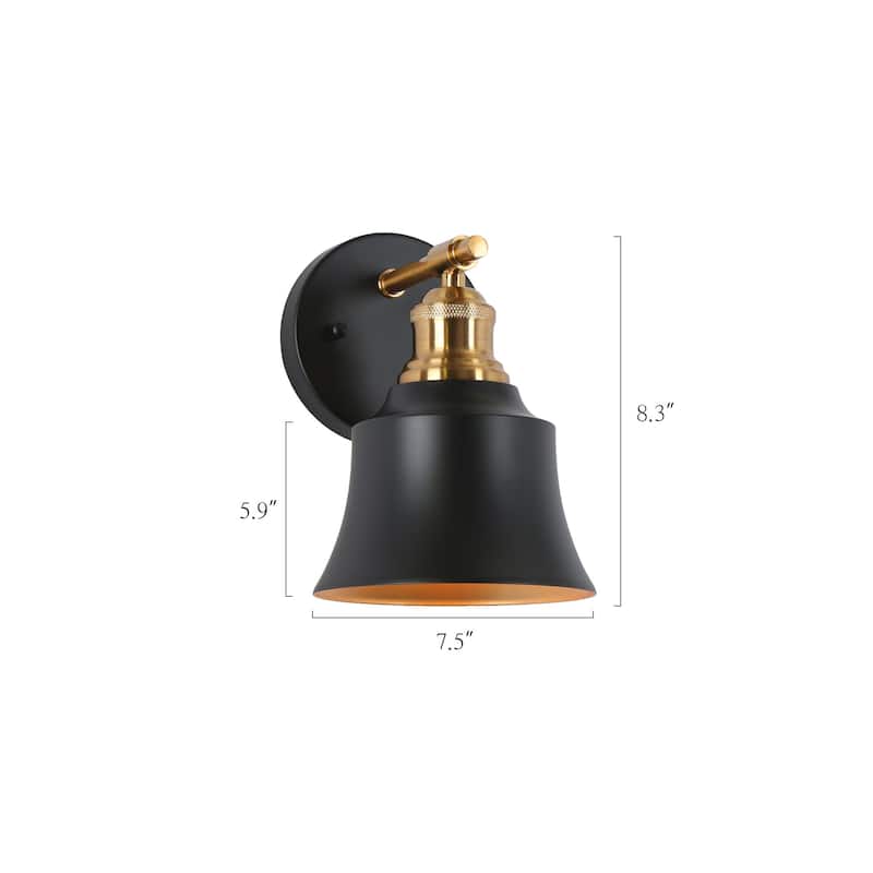 Bellee Modern Farmhouse 1-light Black Gold Wall Light Dimmable Metal Sconce