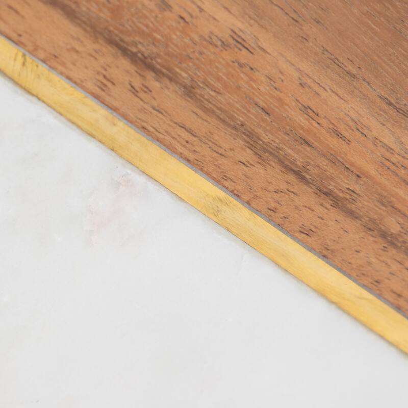 Decorative Wood and Marble Bookends - 5", White & Brown - 4.5"