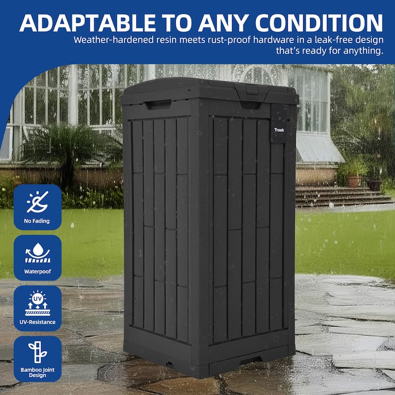 Moasis 31/76 Gallon Resin Outdoor Patio Trash Can