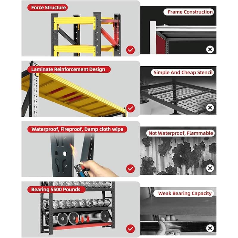 63" 4-Tier Heavy Duty Metal Shelves