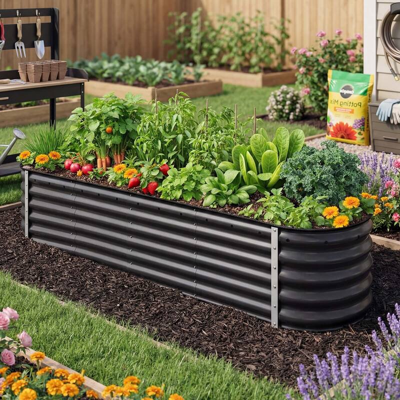Moasis Oval Metal Outdoor Raised Garden Bed