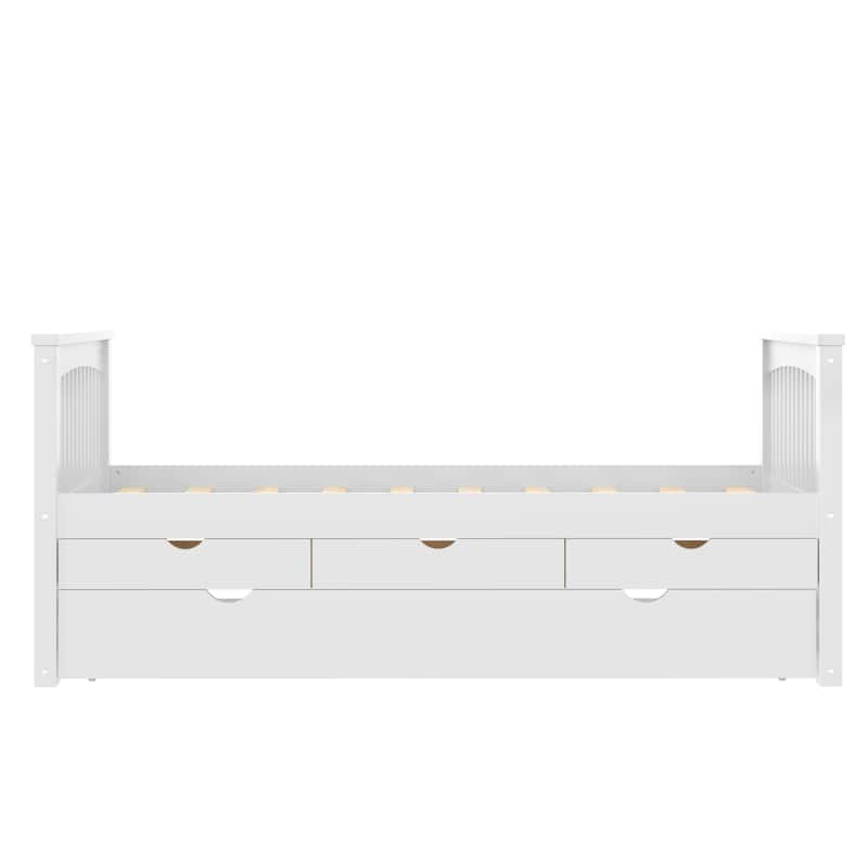 Twin Platform Bed with Storage Drawers and Trundle