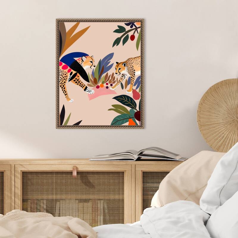 Cheetah Jungle Picnic by Uma Gokhale Framed Canvas Wall Art