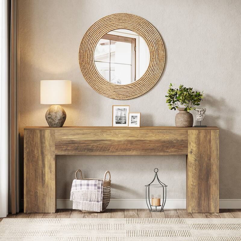 71-Inch Long Console Table for Entryway, Living Room, Rustic Brown - 70.86" L x 13.78" W x 32.3" H