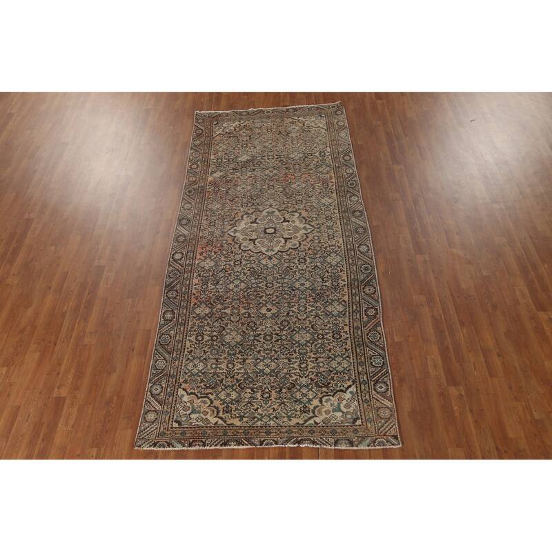Hamedan Persian Vintage Area Rug Hand-Knotted Wool Carpet - 4'9" x 10'7"