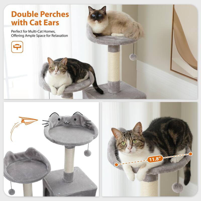 63" Indoor Large Cat Tree Cat Tower with Scratching Pad and Cozy Condo