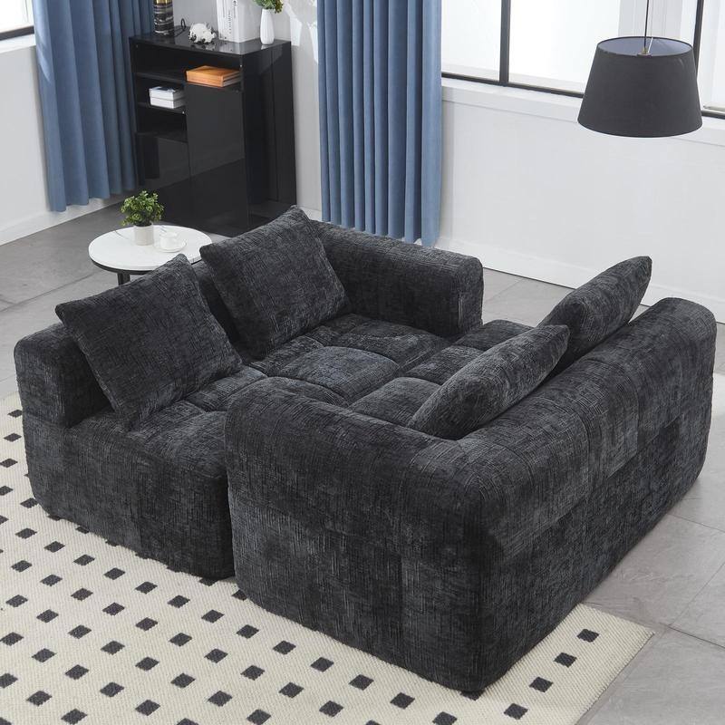 Chenille Loveseat Sofa, Minimalist Modular Sleeper for Living RoomS