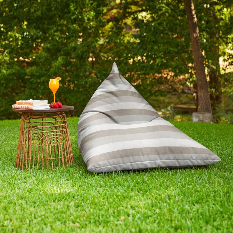 Sorra Home Sunbrella Outdoor Bean Lounger - 54 in W x 38 in W x 21 in H - Direction Linen