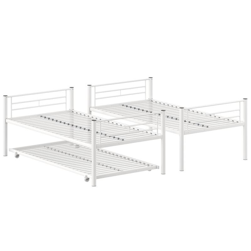 VECELO Twin Over Twin Metal Bunk Bed Frame for Kids Teens, Heavy Duty Noise-Free Platform Bed, Storage Space