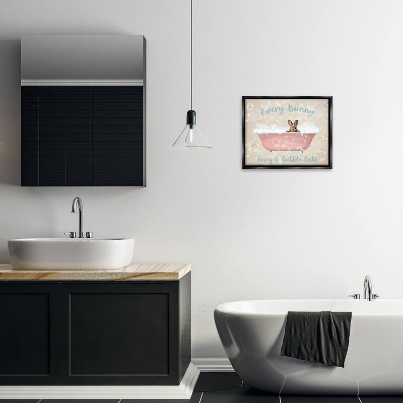 Stupell Every Bunny Loves Baths Framed Floater Canvas Wall Art Design By Susan Arnot