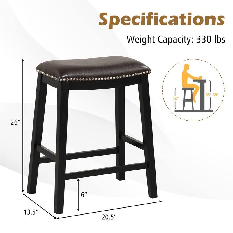 Gymax 4PCS 26'' Upholstered Counter Height Bar Stool PVC Leather