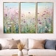 preview thumbnail 18 of 18, Designart "Wild Flowers Meadows" Flower Field Framed Art Set of 3 - Traditional Wall Art Set Purple Wall Decor 3 Pieces 60 in. W x 40 in. H - 3 Panels - Gold