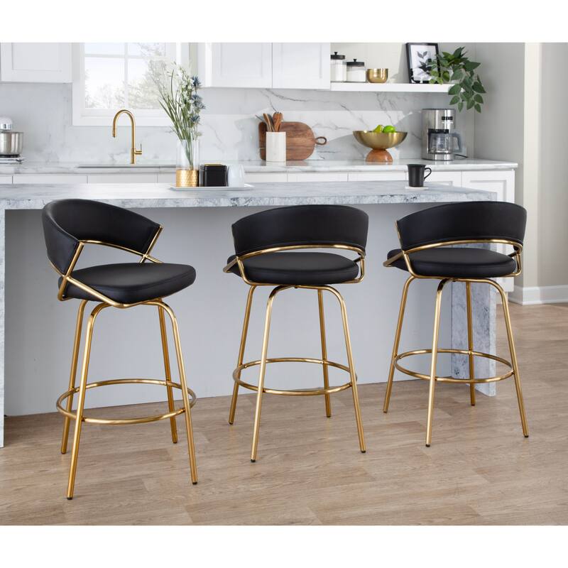 Silver Orchid Tatyana 26" Upholstered Counter Stool with Metal Legs (Set of 2)