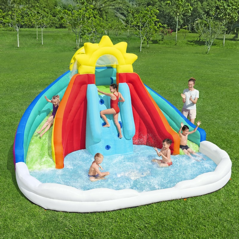 H20GO Let It Rain Inflatable Mega Water Park W/ Extra Large Splash Pool