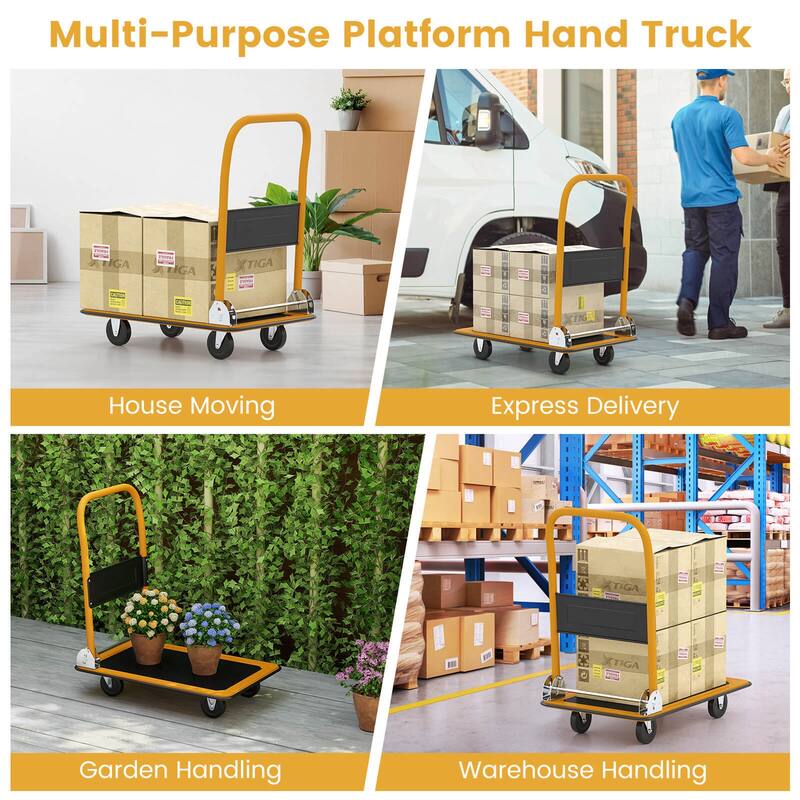 Costway 330lbs Platform Cart Dolly Foldable Moving Warehouse Push Hand - See Details