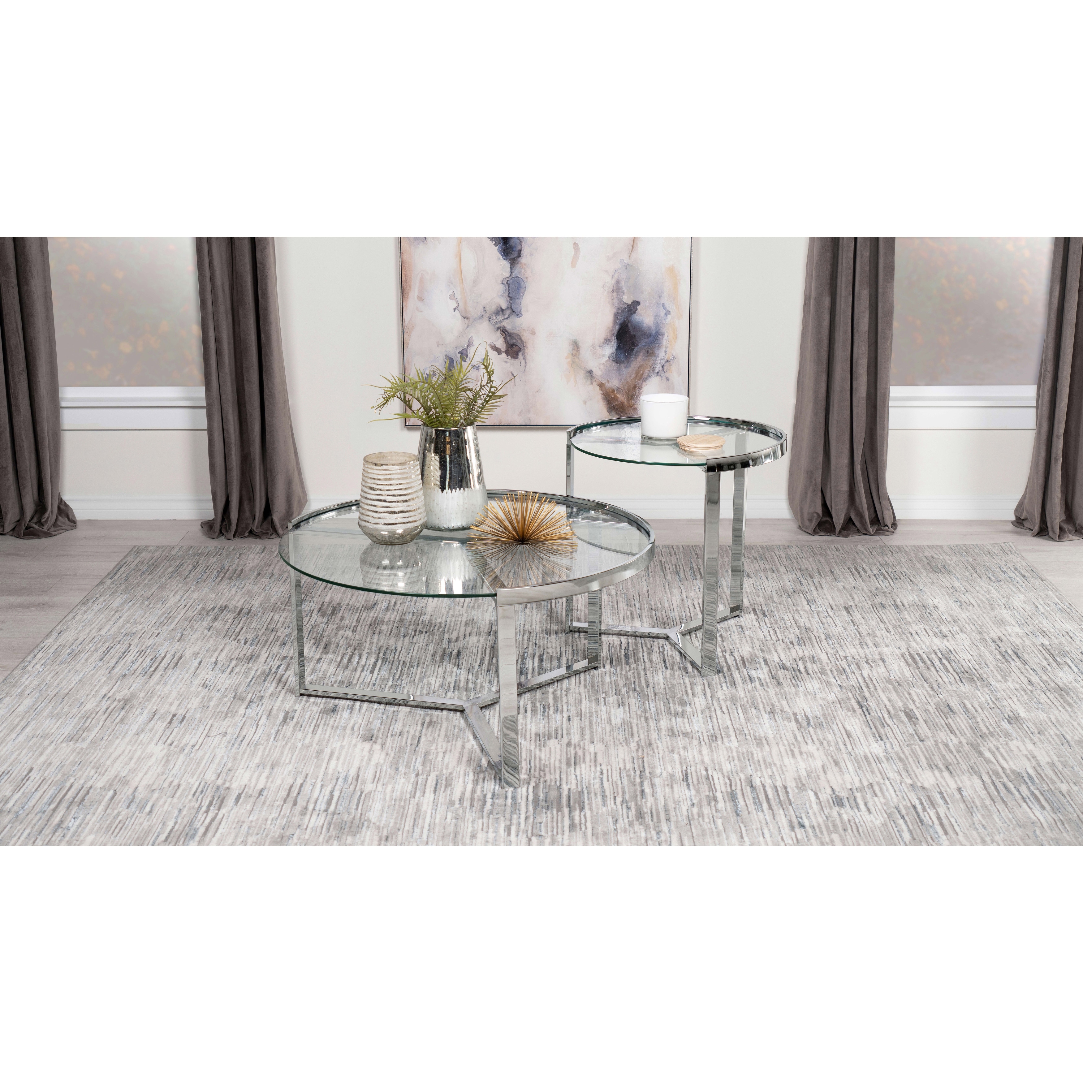 Delia 2-Piece Round Glass Top Nesting Coffee Table