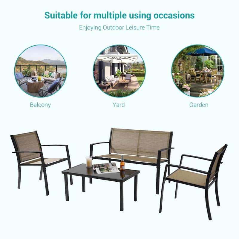Bonosuki 4 Pieces Patio Furniture Sets Textilene Bistro Sets
