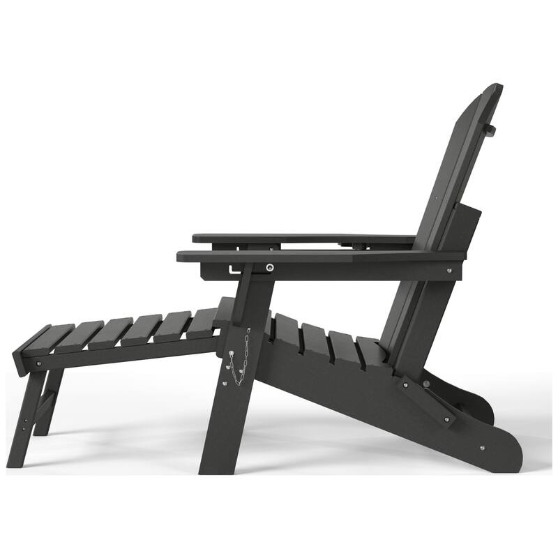 Laguna Outdoor Folding Adjustable Adirondack Chair with Hideaway Ottoman & Round Side Table