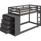preview thumbnail 3 of 4, Classic Twin Bunk Bed with Cabinet, 4 Drawers, 3 Compartments, Ladder, Gray