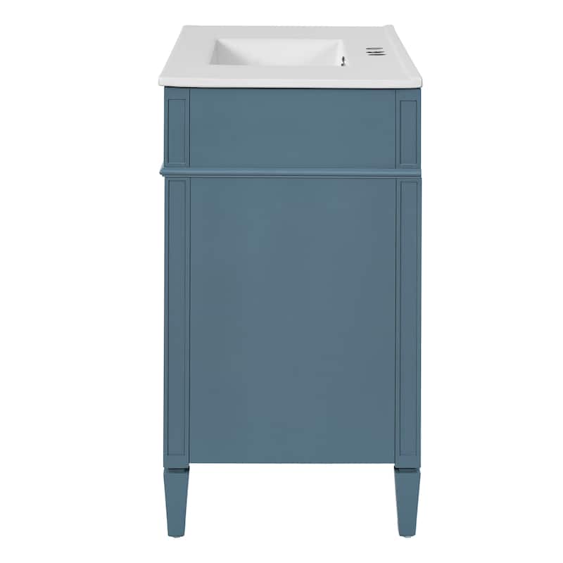 36"Bathroom Vanity with Top Sink, Bathroom Storage Cabinet with 2 Drawers and a Tip-out Drawer, Single Sink Bathroom Vanity