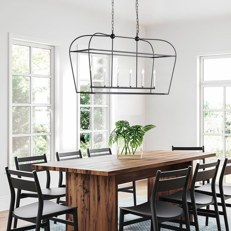 Linear Lantern 6-Light Foyer Debonair Island Chandelier Candle - N/A