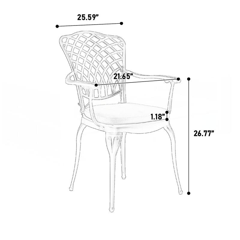 3 Piece Patio Bistro Set All Weather Metal Bistro Table Set - White