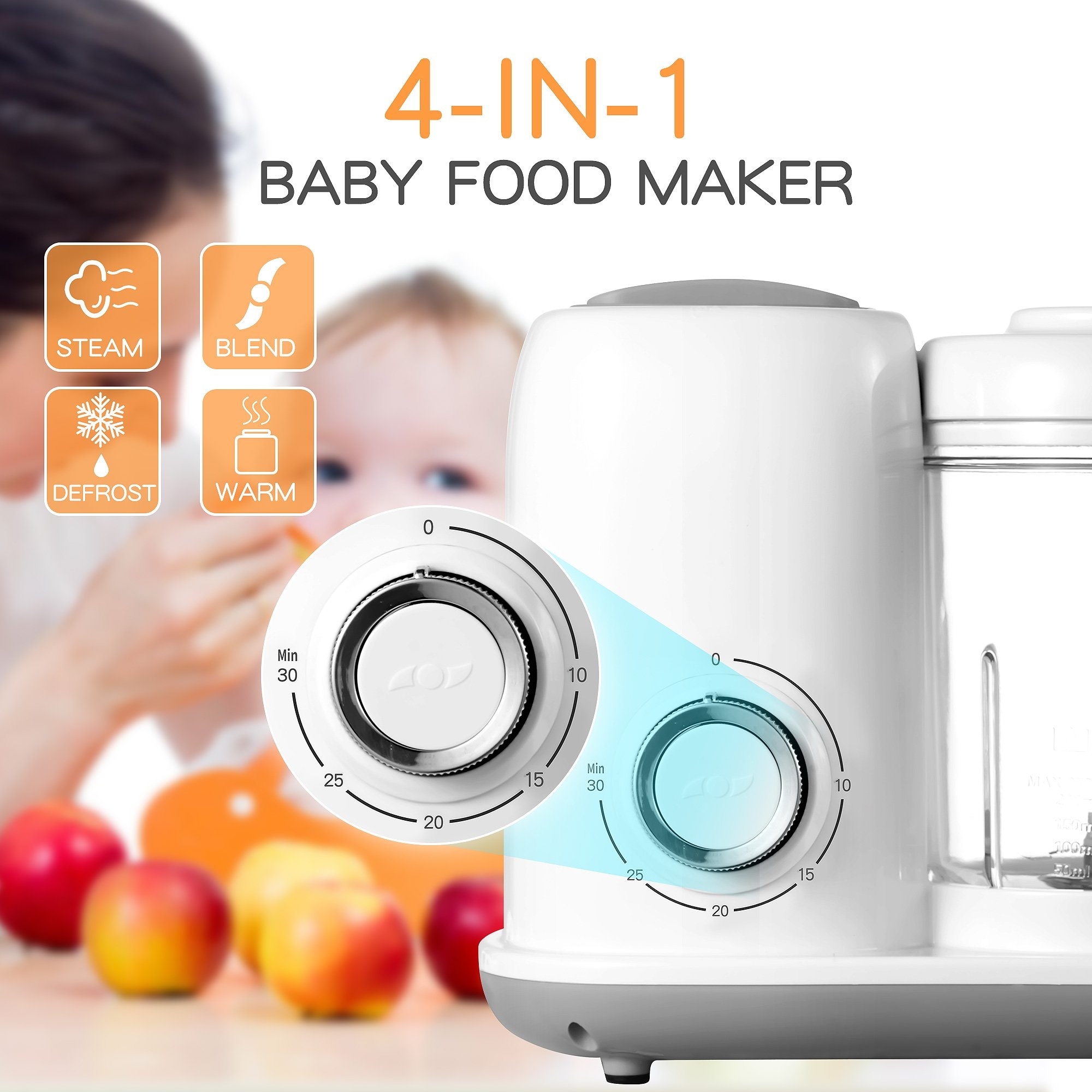 4-in-1 Mini Baby Food Maker Food Processor Blender Cook healthy Toddler  Feeding - On Sale - Bed Bath & Beyond - 38084062