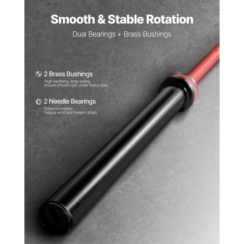 2-Inch Plate Compatible Steel Barbell with Brass Bushings and Diamond Knurled Handle