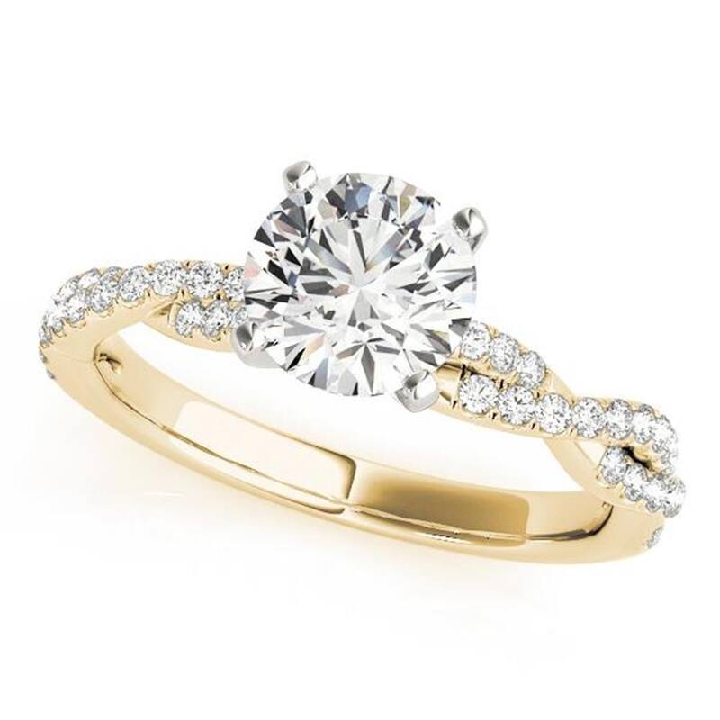 Auriya 14k Gold 1 1/2ctw Twisted Moissanite and Diamond Engagement Ring 1/5ct TDW - Yellow - 9
