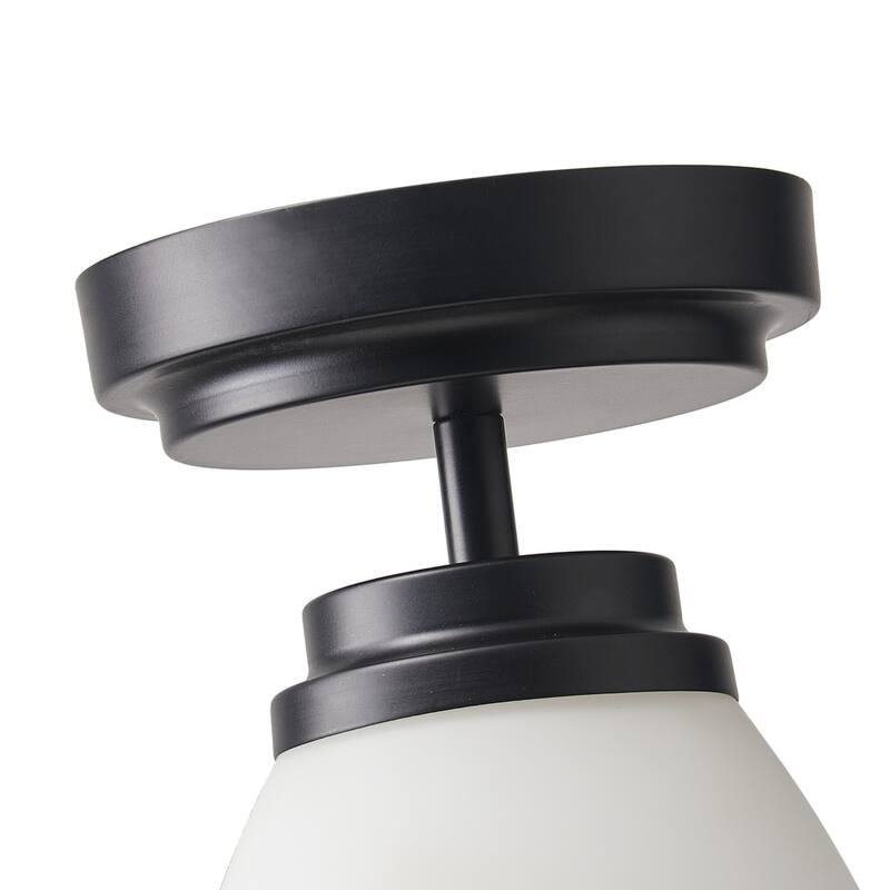 Modern 1-Light Opal Glass Dimmable Semi-Flush Mount Lamp