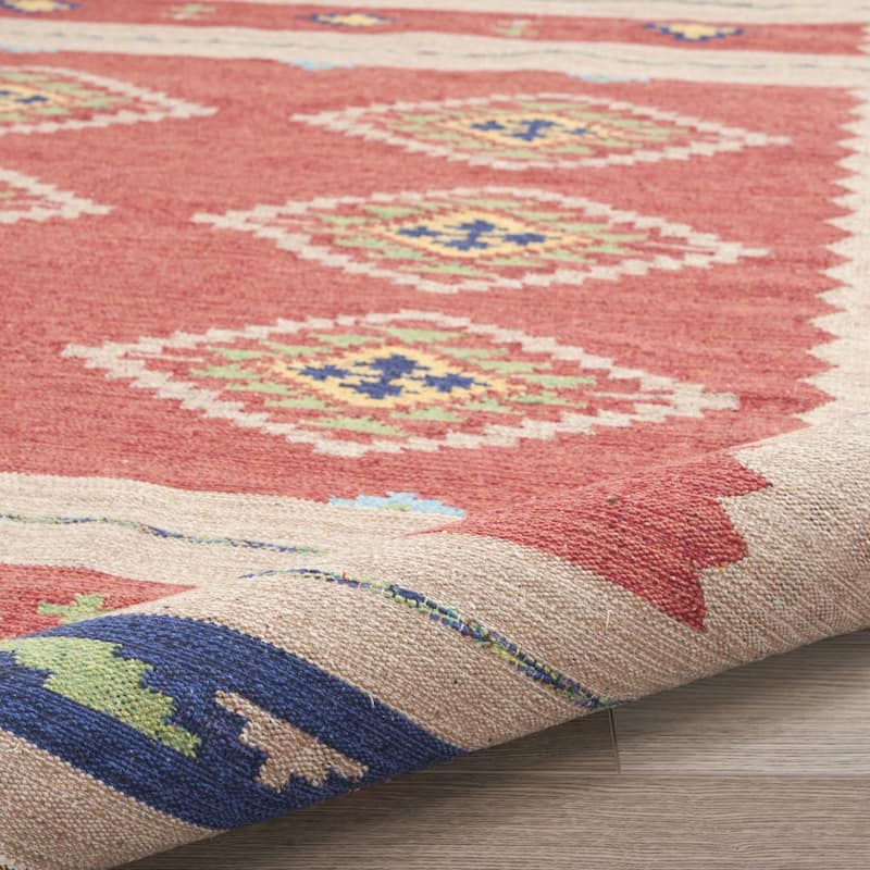 Fuge Southwestern Woven Low Pile with Fringe Area Rug By HomeRoots - 84' X '60' X '0.25