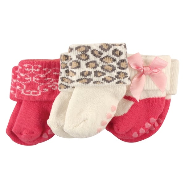 slide 1 of 1, Luvable Friends Baby Girl Socks Set, Pink Leopard Pink Leopard - 0-6 Months