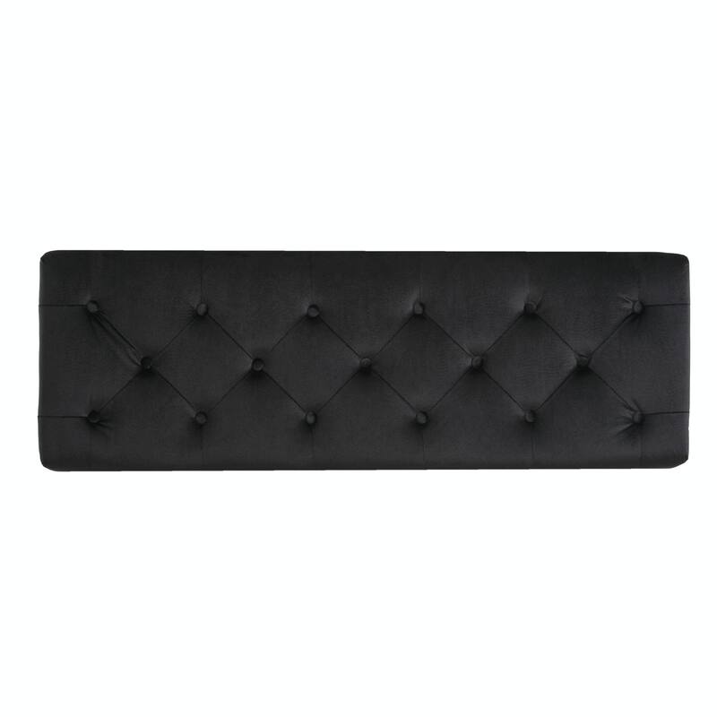 Button Tufted Ottoman Bench - Black & Bronze - Modern Design