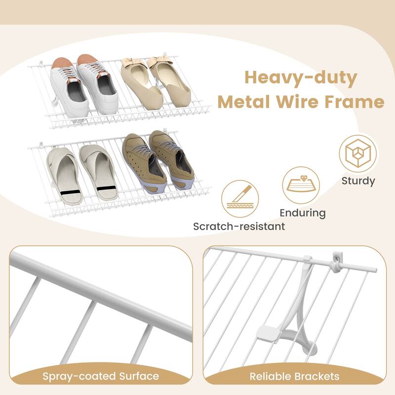 Gymax Set of 2 Metal Wire Shelving Unit Sloping Shoe Racks w/