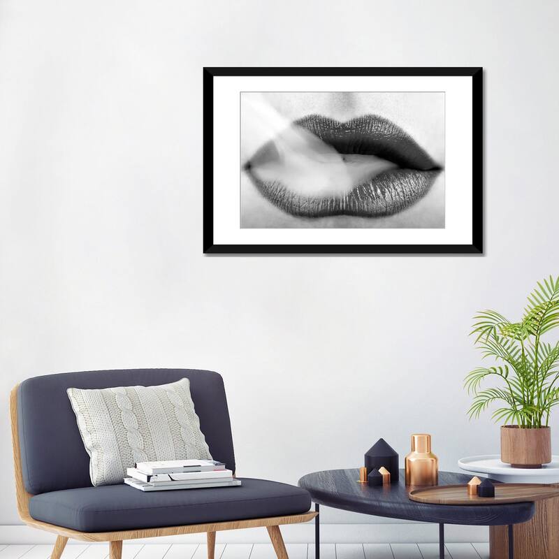 iCanvas "Black Lipstick and Blowing Smoke" by Unknown Artist