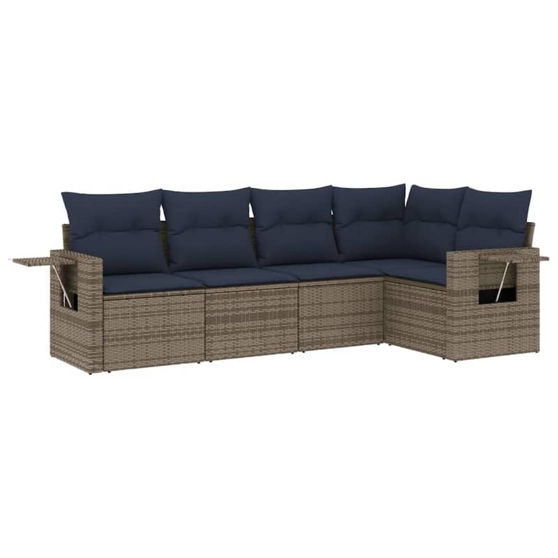 vidaXL Patio Sofa Set with Cushions Outdoor Conversation Furniture Poly Rattan - 24.4 x 24.4 x 27.2