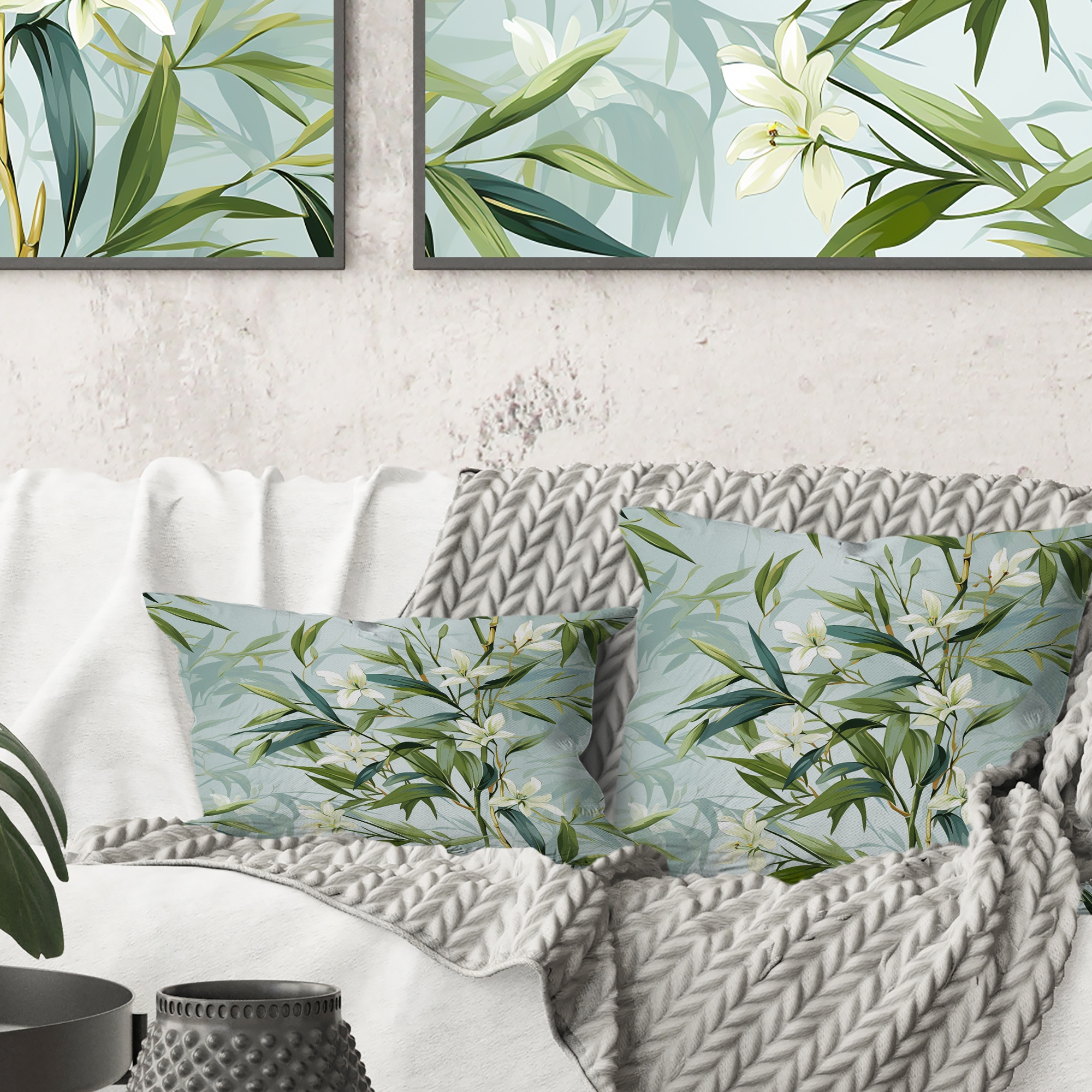 Designart Tropical Zen Bamboo I Tropical Printed Throw Pillow