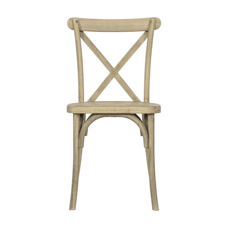 2PK Indoor/Outdoor Commercial Grade Wood Look Resin Cross Back Chair - 19.25"W x 19.75"D x 35.25"H