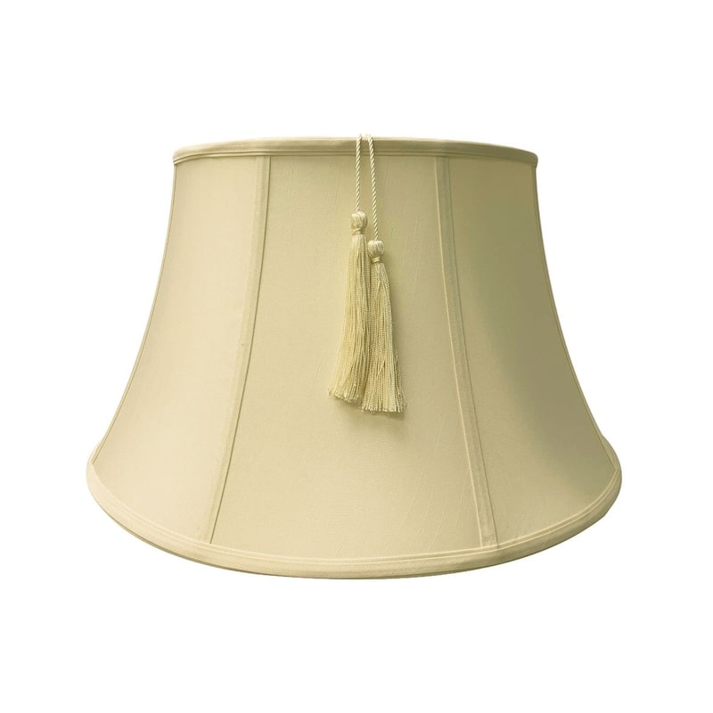 13x19x11 Floor Tassel Lampshade, Eggshell Shantung Fabric