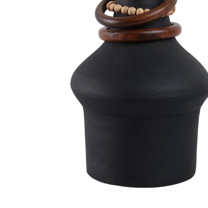 Metal Wood Decorative Vase Sculptural Silhouette Removable Rings