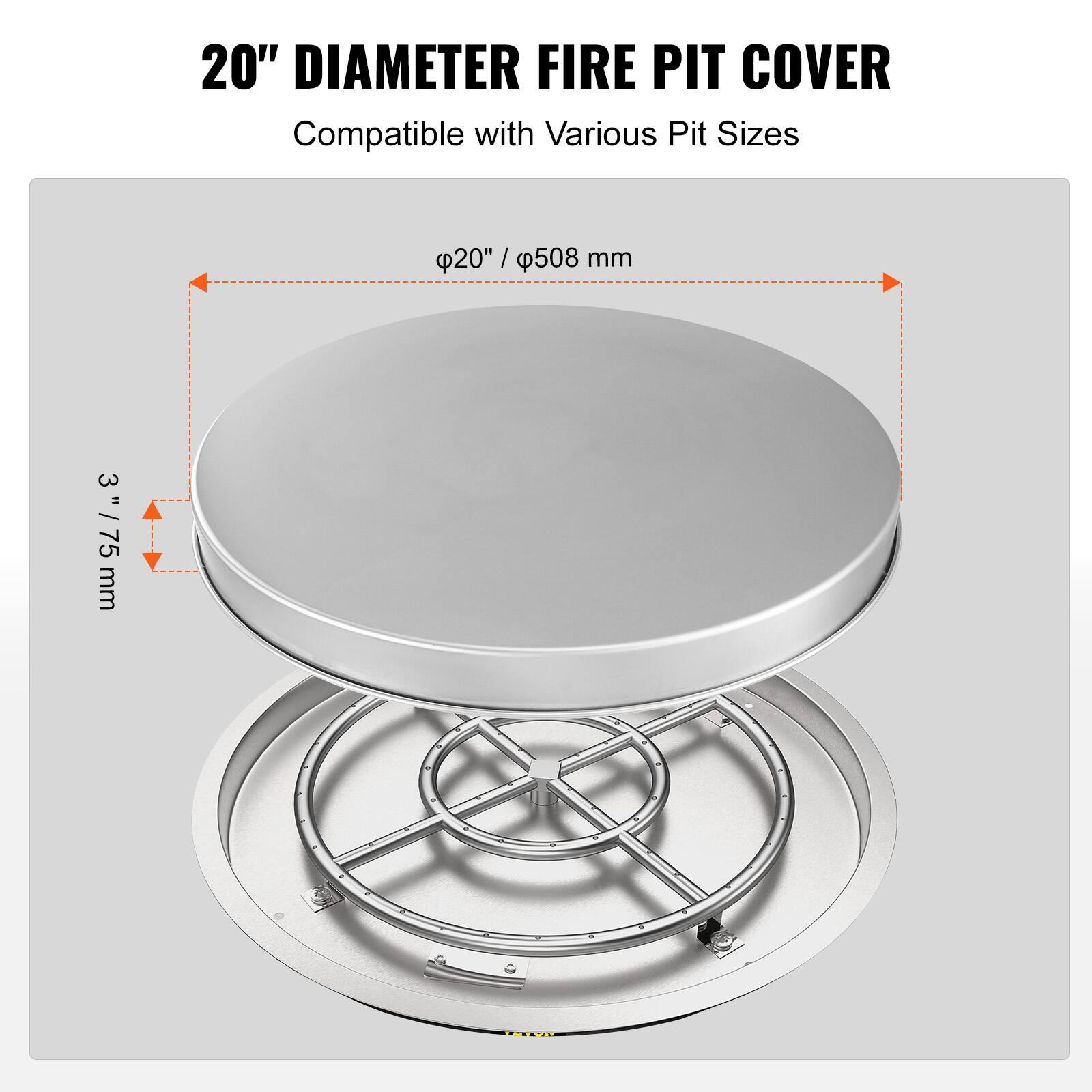 VEVOR Fire Pit Cover Lid,EasyOpening Outdoor Wood Burning and Camping Stove Accessory, for