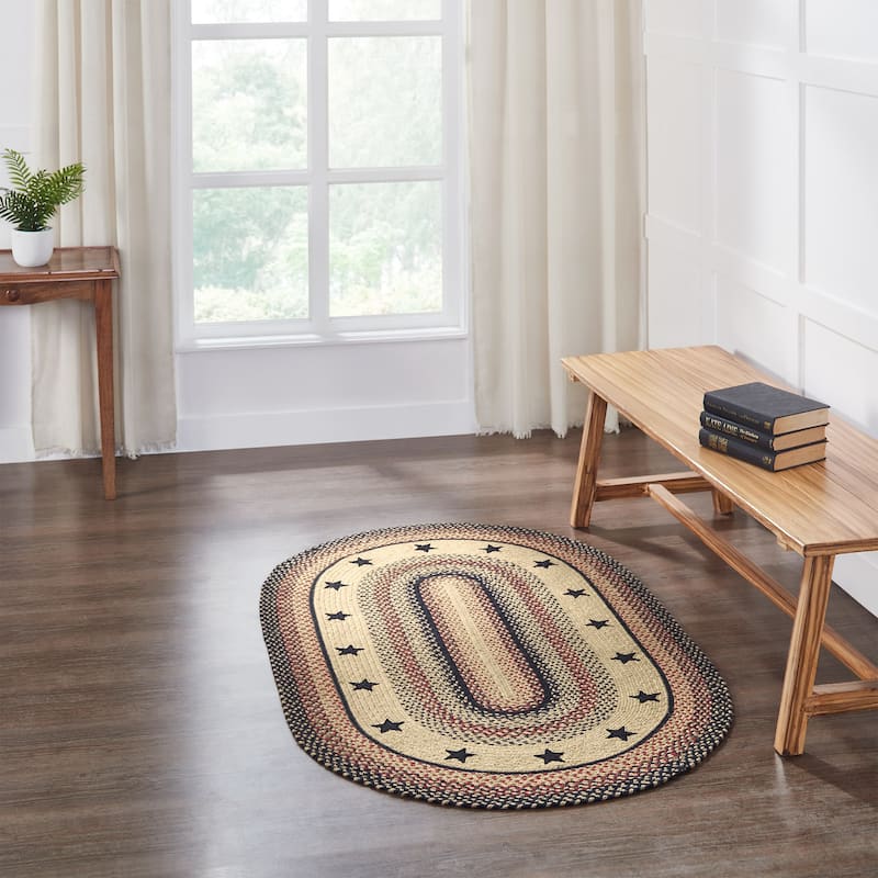 Colonial Star Jute Rug Oval w/ Pad 36x60 - 3'6"