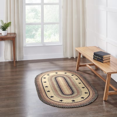 Colonial Star Jute Rug Oval w/ Pad 36x60 - 3'6"