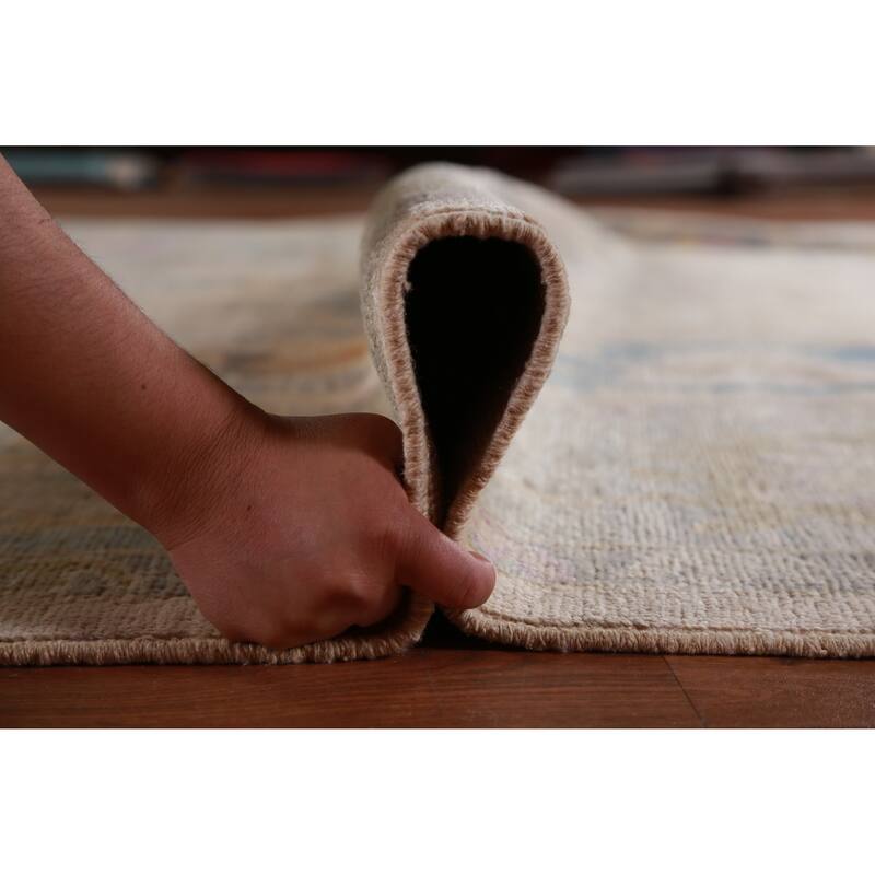 Hand Knotted Oriental 100% Wool Carpet Transitional All-Over Peach Oushak Area Rug - 13' 11'' X 10' 1''