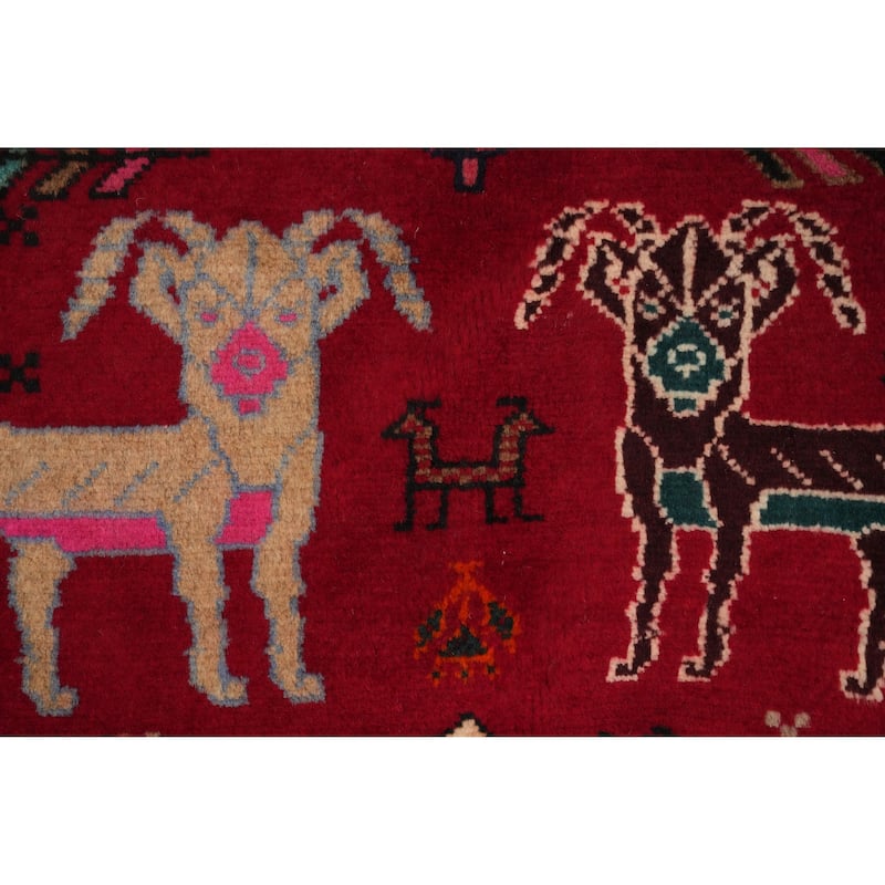 Hand Knotted Oriental 100% Wool Carpet Traditional Tribal Red Shiraz Area Rug - 6' 11'' X 4' 3''
