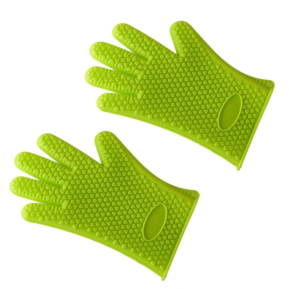 Silicone Oven Mitts Heat Resistant Gloves Kitchen Gloves 1 Pair Green