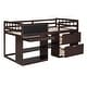 preview thumbnail 5 of 25, Twin Size Low Loft Bed in Sturdy Wood Frame with Rolling Desk, Shelf, and Two Storage Drawers, Full-Length Guardrail
