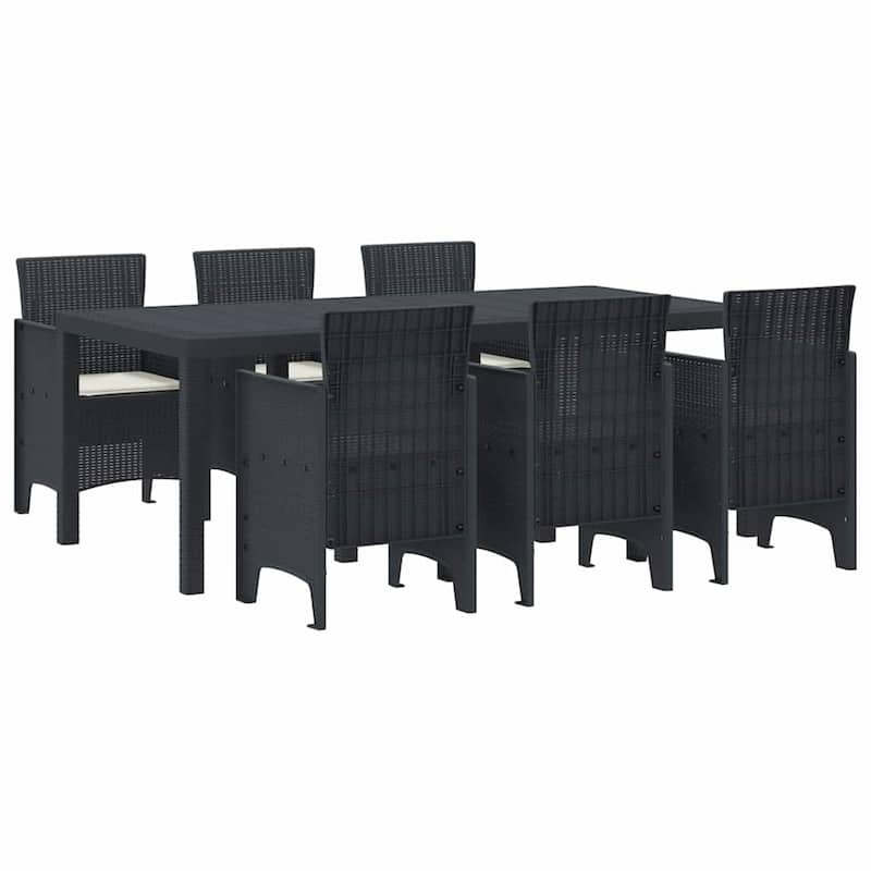 vidaXL Garden Dining Set 7/9 pcs Anthracite/Brown Polt rattan - 200 x 100 x 73 cm
