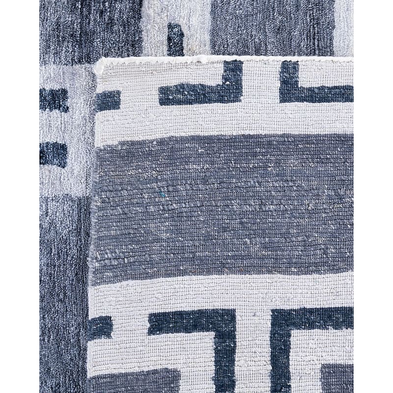 Modern One-of-a-Kind Hand-Knotted Area Rug, Blue - 9' 0" x 11' 10"