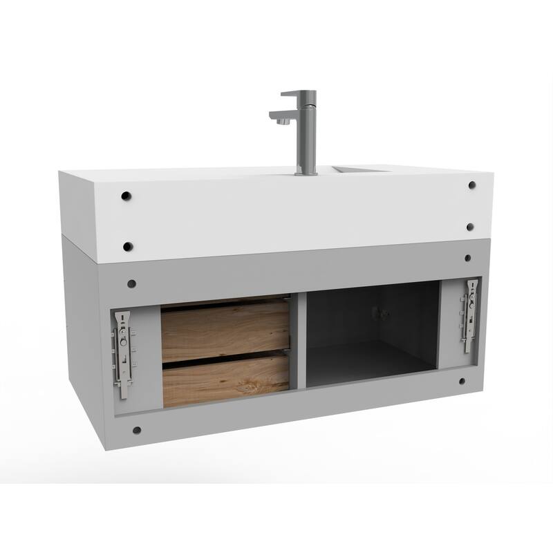 Nile 36-Inch Wall Mounted Bathroom Vanity Set w/ White Top